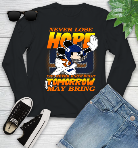 New York Giants NFL Football Mickey Disney Never Lose Hope Youth Long Sleeve