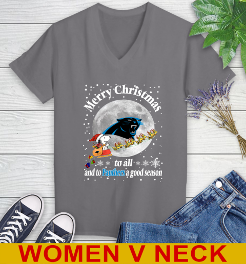Carolina Panthers Merry Christmas To All And To Panthers A Good Season NFL Football Sports Women's V-Neck T-Shirt 11