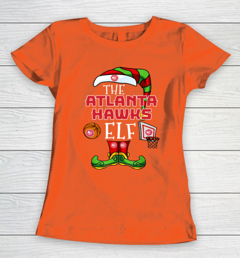 Atlanta Hawks Christmas ELF Funny NBA Women's T-Shirt 3