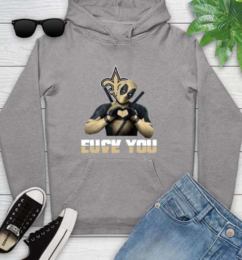 NHL New Orleans Saints Deadpool Love You Fuck You Football Sports Youth Hoodie 6