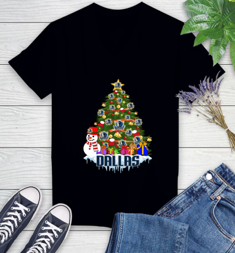 Dallas Mavericks Merry Christmas NBA Basketball Sports Women's V-Neck T-Shirt 2