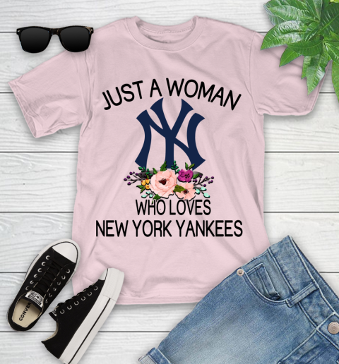 MLB Just A Woman Who Loves New York Yankees Baseball Sports Youth T-Shirt 7