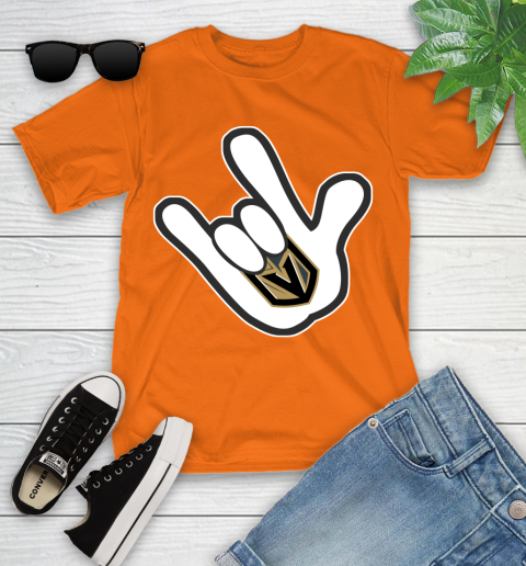 Vegas Golden Knights NHL Hockey Mickey Rock Hand Disney Youth T-Shirt 7