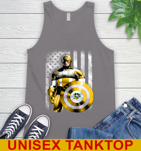 Pittsburgh Penguins NHL Hockey Captain America Marvel Avengers American Flag Shirt Tank Top 6