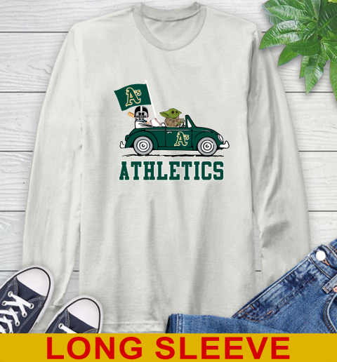 MLB Baseball Oakland Athletics Darth Vader Baby Yoda Driving Star Wars Shirt Long Sleeve T-Shirt 12