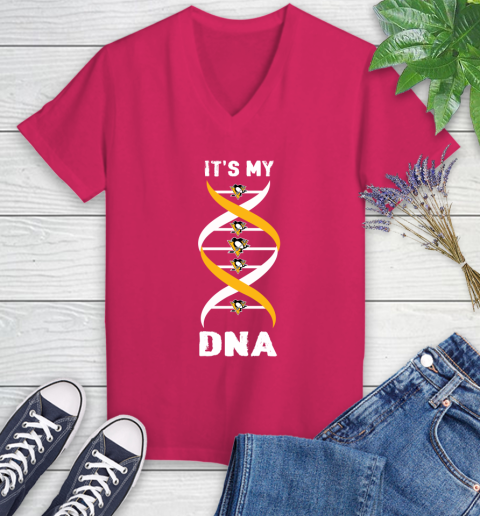 Pittsburgh Penguins NHL Hockey It's My DNA Sports Women's V-Neck T-Shirt 9