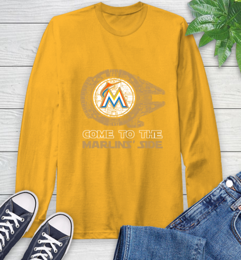 MLB Come To The Miami Marlins Side Star Wars Baseball Sports Long Sleeve T-Shirt 2