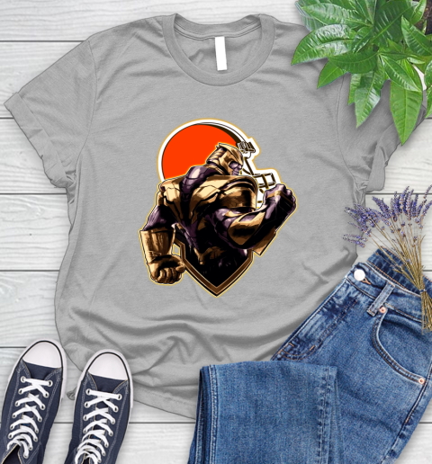 NFL Thanos Avengers Endgame Football Sports Cleveland Browns Women's T-Shirt 5