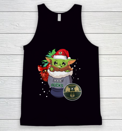 Milwaukee Bucks Christmas Baby Yoda Star Wars Funny Happy NBA Tank Top