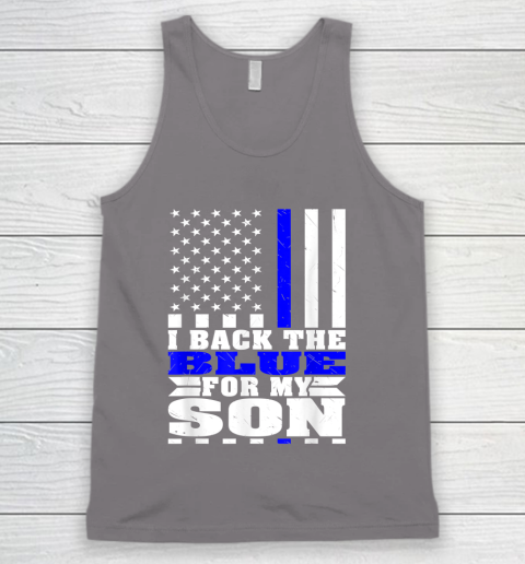I Back The Blue For My Son Proud Police Mom Dad Cops Parent Thin Blue Line Tank Top 6