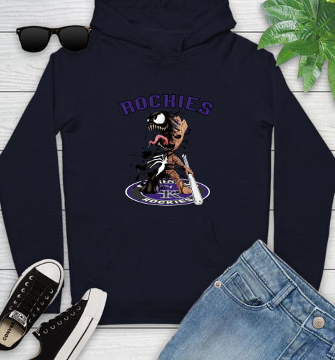 MLB Colorado Rockies Baseball Venom Groot Guardians Of The Galaxy Youth Hoodie 4