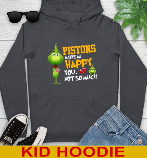 NBA Detroit Pistons Makes Me Happy You Not So Much Grinch Basketball Sports Youth Hoodie 9