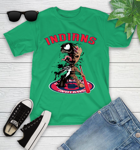 MLB Cleveland Indians Baseball Venom Groot Guardians Of The Galaxy Youth T-Shirt 6