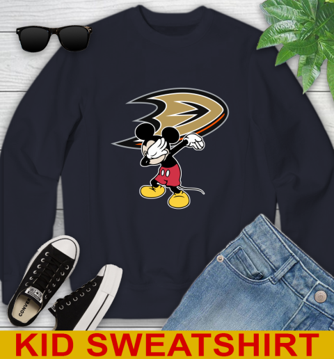 Anaheim Ducks NHL Hockey Dabbing Mickey Disney Sports Youth Sweatshirt 3