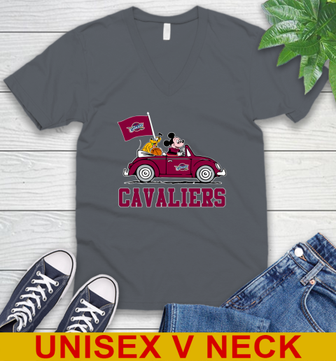 NBA Basketball Cleveland Cavaliers Pluto Mickey Driving Disney Shirt V-Neck T-Shirt 5