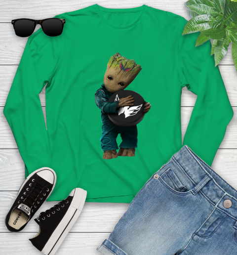 NHL Groot Guardians Of The Galaxy Hockey Sports Washington Capitals Youth Long Sleeve 6