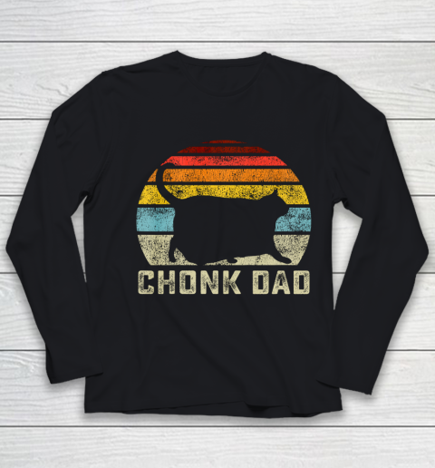 Chonk Cat Dad Scale Meme Funny Retro Style Daddy Cats Memes Youth Long Sleeve