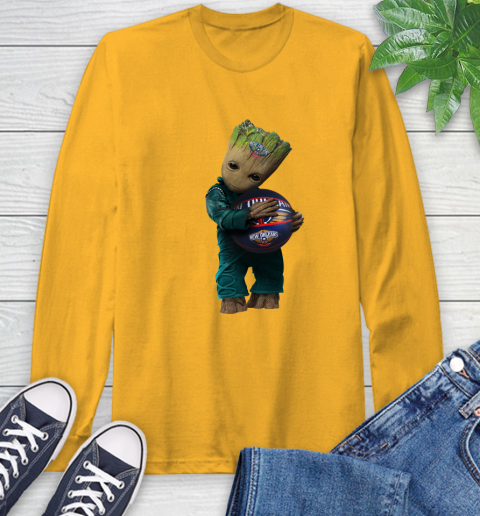 NBA Groot Guardians Of The Galaxy Basketball Sports New Orleans Pelicans Long Sleeve T-Shirt 3