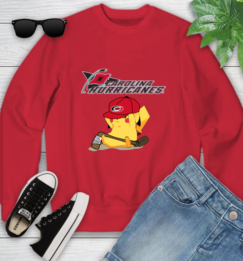 NHL Pikachu Hockey Sports Carolina Hurricanes Youth Sweatshirt 9