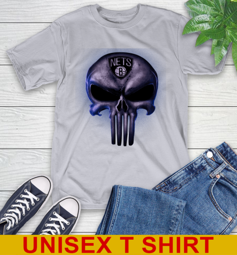Brooklyn Nets NBA Basketball Punisher Skull Sports T-Shirt 5
