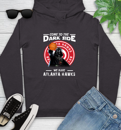 NBA Come To The Dark Side We Have Atlanta Hawks Star Wars Darth Vader Basketball Youth Hoodie 8