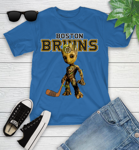 Boston Bruins NHL Hockey Groot Marvel Guardians Of The Galaxy Youth T-Shirt 9