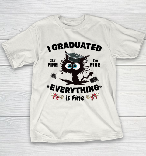 I Graduated Graduate Class 2023 Funny Black Cat Youth T-Shirt