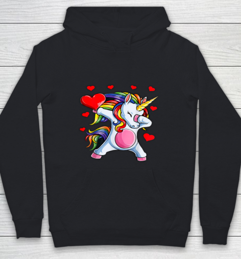 Rainbow Unicorn Dab Hearts Shirts For Girls Women Valentine Youth Hoodie