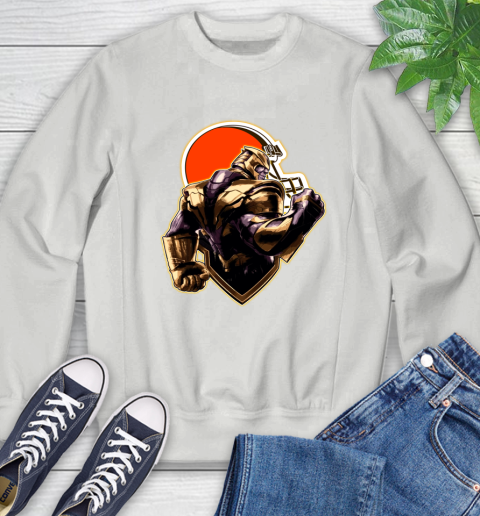 NFL Thanos Avengers Endgame Football Sports Cleveland Browns Sweatshirt - Image 6