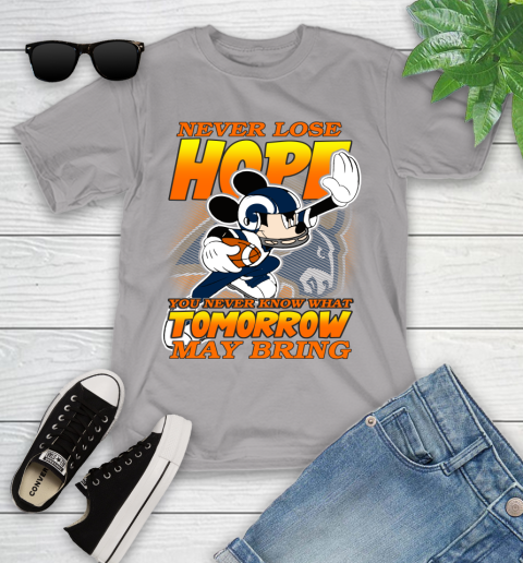 Los Angeles Rams NFL Football Mickey Disney Never Lose Hope Youth T-Shirt 4