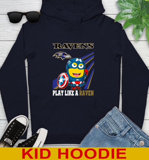 NFL Football Baltimore Ravens Captain America Marvel Avengers Minion Shirt Youth Hoodie 3