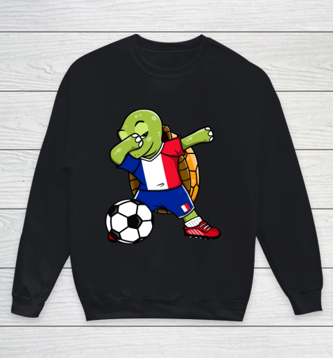 Dabbing Turtle France Soccer Fans Jersey French Football Youth Sweatshirt