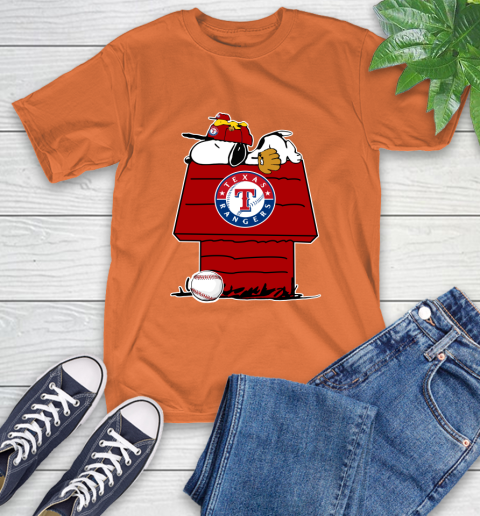 MLB Texas Rangers Snoopy Woodstock The Peanuts Movie Baseball T Shirt T-Shirt 5