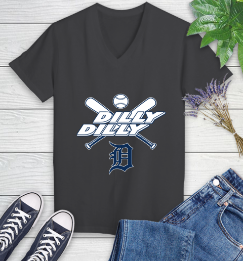 MLB Detroit Tigers Dilly Dilly Baseball Sports Women's V-Neck T-Shirt 8