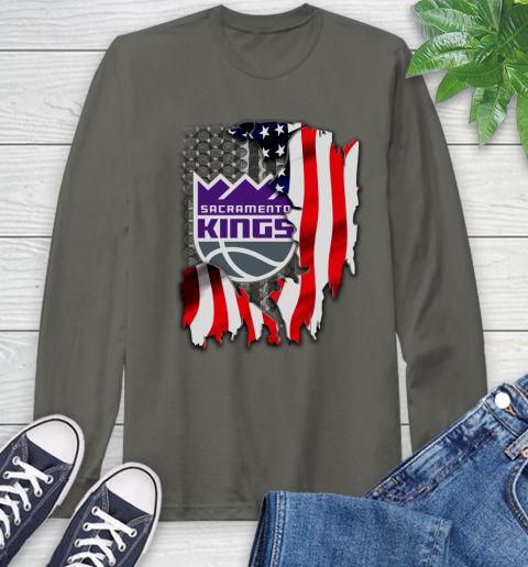 Sacramento Kings NBA Basketball American Flag Long Sleeve T-Shirt 9
