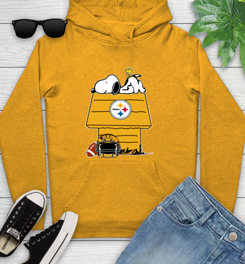 Pittsburgh Steelers NFL Football Snoopy Woodstock The Peanuts Movie Youth Hoodie 3