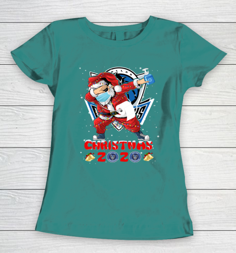 Dallas Mavericks Funny Santa Claus Dabbing Christmas 2020 NBA Women's T-Shirt 10