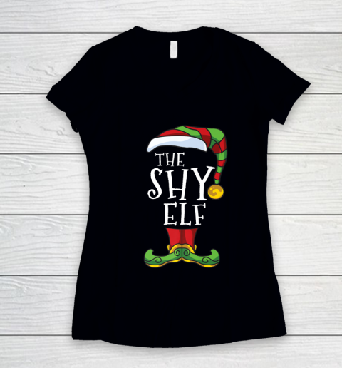Shy Elf Family Matching Christmas Group Funny Pajama Women's V-Neck T-Shirt