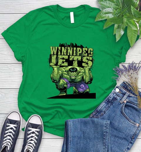 Winnipeg Jets NHL Hockey Incredible Hulk Marvel Avengers Sports Women's T-Shirt 6