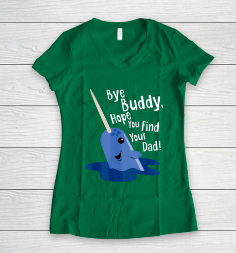 Bye Buddy Narwhal Elf Funny Christmas Holiday Gift Women's V-Neck T-Shirt 3