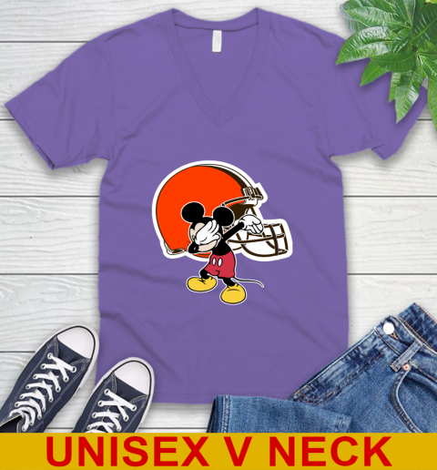 Cleveland Browns NFL Football Dabbing Mickey Disney Sports V-Neck T-Shirt 9