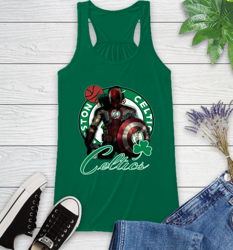 Boston Celtics NBA Basketball Captain America Thor Spider Man Hawkeye Avengers Racerback Tank 7