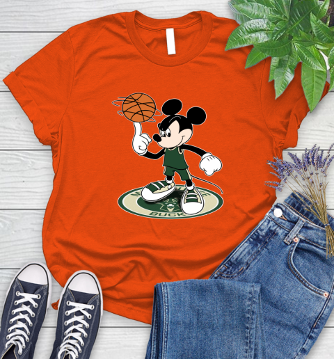 NBA Basketball Milwaukee Bucks Cheerful Mickey Disney Shirt Women's T-Shirt 4