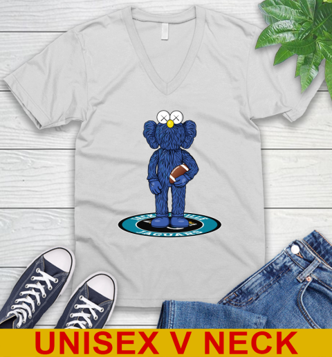 NFL Football Jacksonville Jaguars Kaws Bff Blue Figure Shirt V-Neck T-Shirt