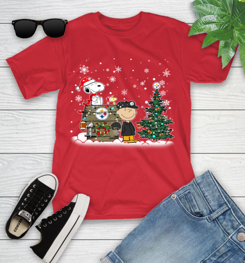 NFL Pittsburgh Steelers Snoopy Charlie Brown Christmas Football Super Bowl Sports Youth T-Shirt 13