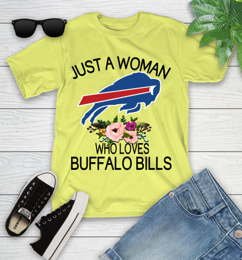 NFL Just A Woman Who Loves Buffalo Bills Football Sports Youth T-Shirt 5