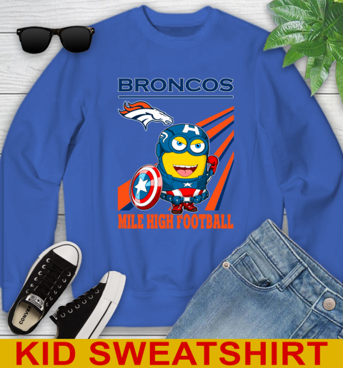 NFL Football Denver Broncos Captain America Marvel Avengers Minion Shirt Youth Sweatshirt 6
