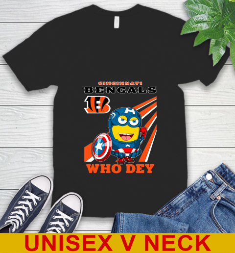 NFL Football Cincinnati Bengals Captain America Marvel Avengers Minion Shirt V-Neck T-Shirt