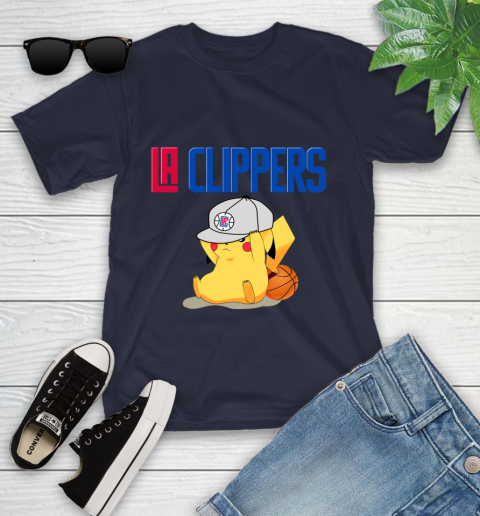 NBA Pikachu Basketball Sports Los Angeles Clippers Youth T-Shirt 3