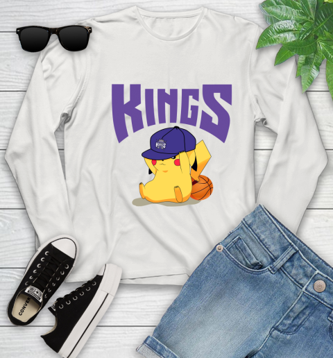 NBA Pikachu Basketball Sports Sacramento Kings Youth Long Sleeve 12